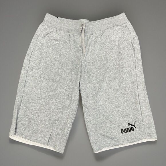 NWT Men's Puma ESS 12” Jersey Shorts with Pockets Heather Grey Large - Picture 1 of 7